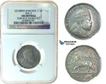 J66, Ethiopia, Menelik II, 1/4 Birr EE1889-A, Paris, Silver, NGC AU Det.