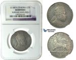 J68, Ethiopia, Menelik II, 1/2 Birr EE1887-A, Paris, Silver, NGC AU Det.