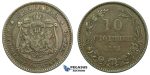 J81, Bulgaria, Alexander I, 10 Stotinki 1881, Heaton, Nice!