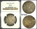 J93, India, British, Victoria, Rupee 1890-B, Bombay, Silver, NGC MS62