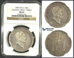 J95, Italy, Naples & Sicily, Ferdinand II, 120 Grana 1859, Silver, NGC MS62