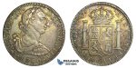 J99, Mexico, Charles III, 8 Reales 1780 Mo FF, Mexico City, Silver, Nice w. Rainbow Toning!