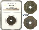 K21, French Indo-China (Vietnam) 1 Centime 1909-A, Paris, NGC MS63BN Rare!