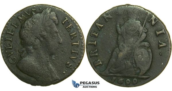 K28, Great Britain, William III, Farthing 1699, F-VF