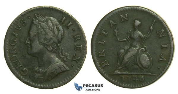 K40, Great Britain, George II, Farthing 1746, VF