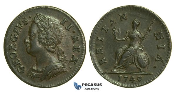 K41, Great Britain, George II, Farthing 1749, EF