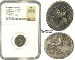 K85, Roman Republic, D. Junius Silanus L.f. (c. 91 BC) AR Denarius (3.91g) 91 BC, Rome, NGC XF