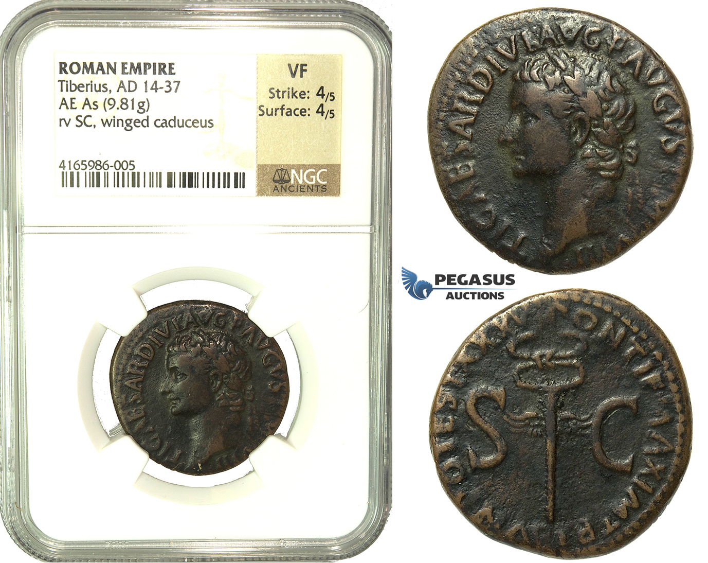 K88, Roman Empire, Tiberius (14-37 AD) AE As (9.81g) 34/5 AD, Rome, NGC VF