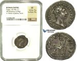 K90, Roman Empire, Trajan (98-117 AD) AR Denarius (2.99g) 100 AD, Rome, NGC XF