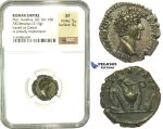 K91, Roman Empire, Marcus Aurelius (161-180 AD) AR Denarius (3.13g) 140-144 AD, Rome, NGC XF