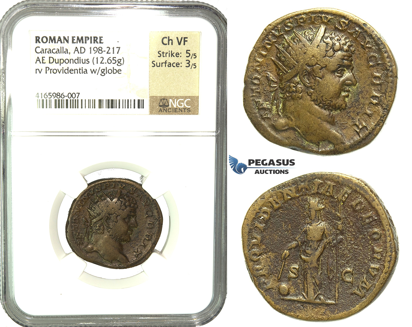 K92, Roman Empire, Caracalla (198-217 AD) AE Dupondius (12.65g) 210-213 AD, Rome, NGC Ch VF
