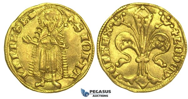 L04, Hungary, Ludwig I, Goldgulden ND (1342-82) Gold (3.53g) Buda, Very Nice!