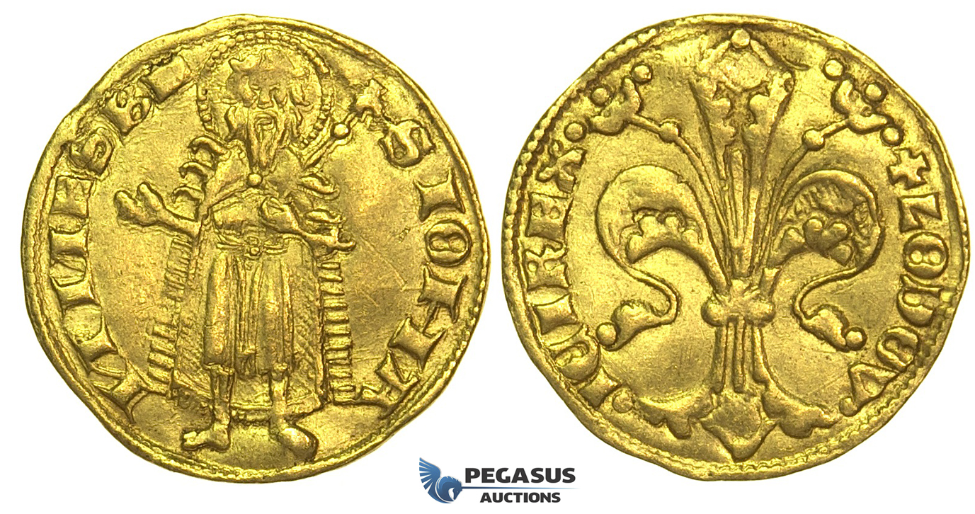 L04, Hungary, Ludwig I, Goldgulden ND (1342-82) Gold (3.53g) Buda, Very Nice!