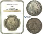 L07, Mexico, Maxilimian, Peso 1866-Mo, Mexico City, Silver, NGC VF25