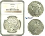 L27, United States, Peace Dollar 1928, Silver, NGC AU53, Rare!