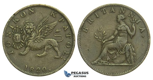 L50, Greece, Ionian Islands (British) 2 Lepta 1820, Nice!