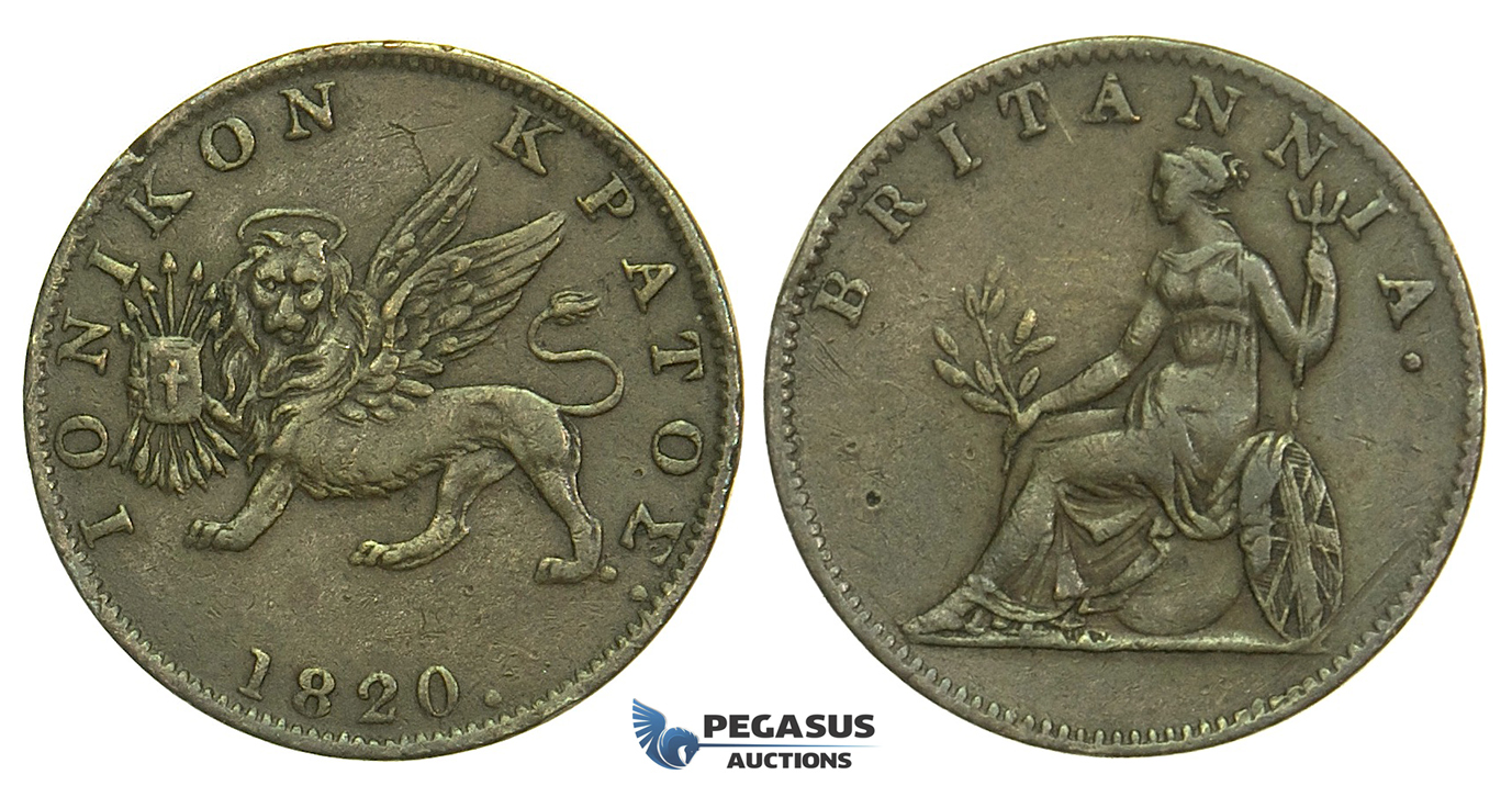 L50, Greece, Ionian Islands (British) 2 Lepta 1820, Nice!
