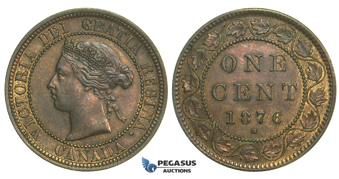 L68, Canada, Victoria, Cent 1876-H, Heaton, High Grade!