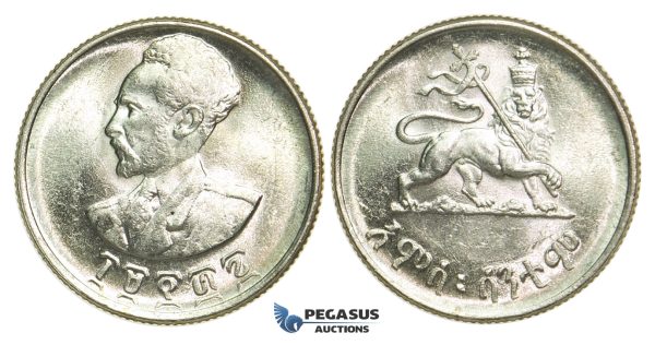 L75, Ethiopia, Haile Selassie, 50 Cents EE1936, Silver, Mint State