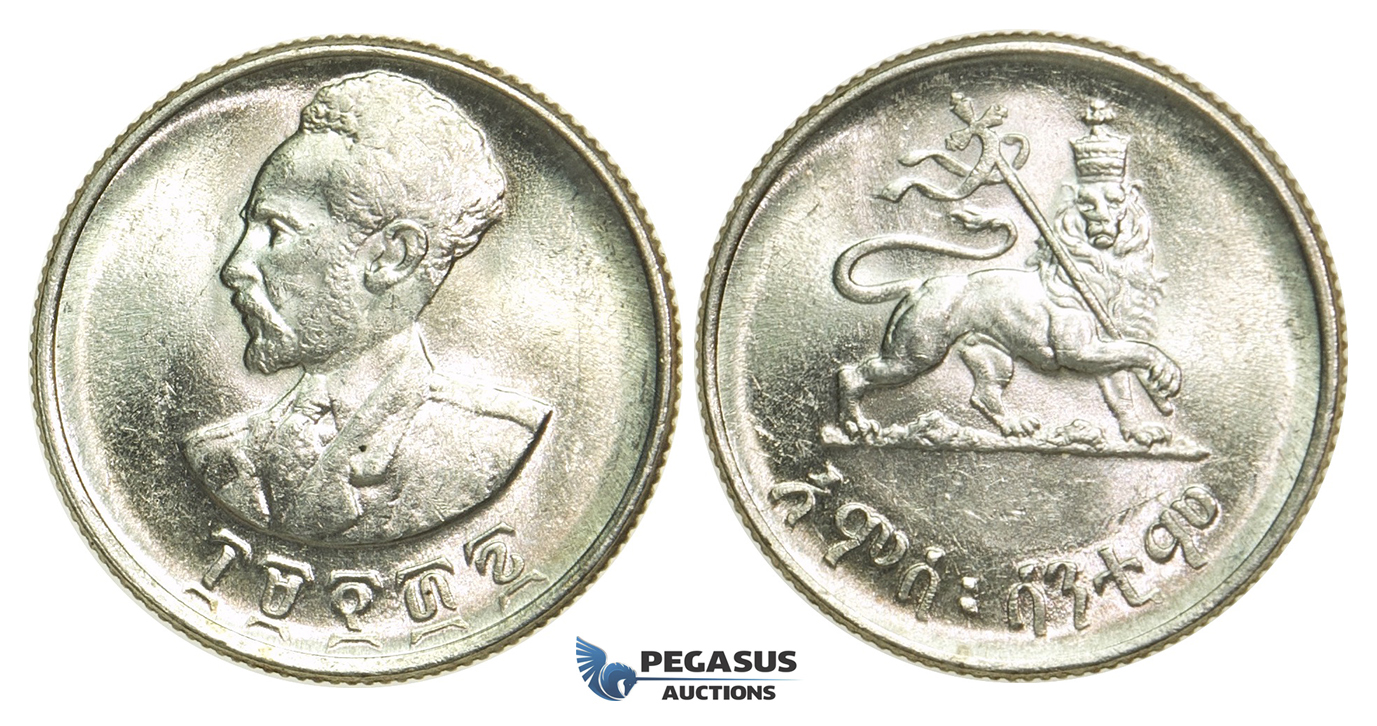 L75, Ethiopia, Haile Selassie, 50 Cents EE1936, Silver, Mint State