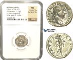 L83, Roman Empire, Trajan (98-117 AD) AR Denarius 101-102 AD (3.19g) Rome, Mars, Mint Luster, NGC MS