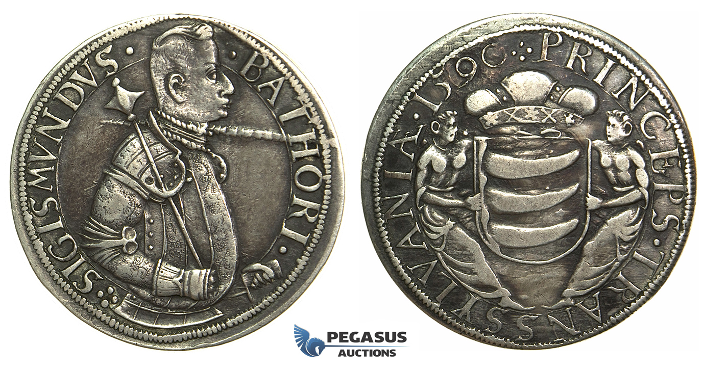 L86, Transylvania, Sigismund Bathori, Taler 1590, Nagybanya, Silver (28.77g) Dark Toning, Rare!