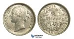 L87, East India Company, Victoria, 1/4 Anna 1840, Calcutta, Silver, High Grade!
