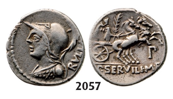 Lot: 2057. Roman Republic, Servilius M.f Rullus (100 BC) Denarius, Rome, Silver (3.96g)