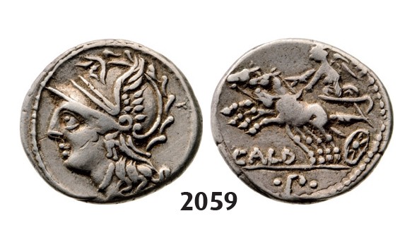 Lot: 2059. Roman Republic, C. Coilius Caldus, Coelia (90 BC) Denarius, Rome, Silver (3.90g)