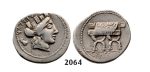 Lot: 2064. Roman Republic, P. Furius Crassipes (84 BC) Denarius, Rome, Silver (3.78g)