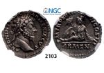 Lot: 2103. Roman Empire, Marcus Aurelius, 161-180 AD, Denarius (Struck 164 AD) Rome, Silver (3.40g), NGC Ch XF