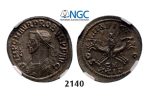 Lot: 2140. Roman Empire, Probus, 276-282 AD, Antoninianus, 5th officina, 3rd emission (280 AD) Cyzicus, Billon (3.42g), NGC MS
