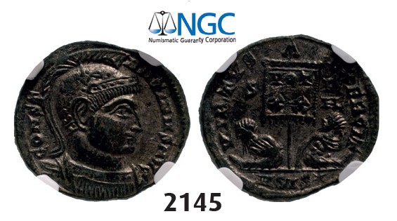Lot: 2145. Roman Empire, Constantine I, 307-337 AD, Æ3 (Nummus) (Struck 320 AD) Siscia, Billon (2.32g), NGC MS