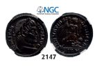 Lot: 2147. Roman Empire, Constantine I, 307-337 AD, Æ3 (Nummus) (Struck 324 AD) Sirmium, Billon (3.41g), NGC Ch AU