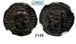 Lot: 2148. Roman Empire, Constantine I, 307-337 AD, Æ3 (Nummus) (Struck 325 AD) Ticinum, Billon (3.27g), NGC AU