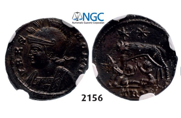 Lot: 2156. Roman Empire, Constantinian, 330-340 AD , Æ3/4 (Nummus) (Struck 330-333 AD) Heraclea, Billon (2.27g), NGC MS
