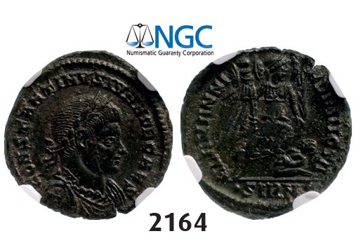 Lot: 2164. Roman Empire, Constantine II as Caesar, 337-361 AD, Æ3 (Nummus) (Struck 337-338 AD) Sirmium, Billon (2.50g), NGC Ch XF