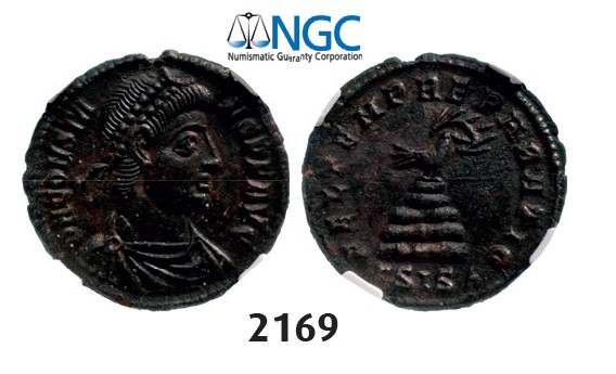 Lot: 2169. Roman Empire, Constans, 337-350, Half-Centenionalis (Struck 348-350 AD) Siscia, Billon (2.53g), NGC Ch AU