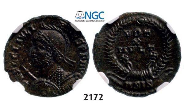 Lot: 2172. Roman Empire, Julian II, 360-363 AD, Æ3 (Nummus) Siscia, Bronze (3.20g), NGC Ch AU