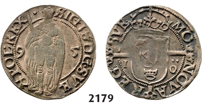 Lot: 2179. Sweden, Sigismund, 1592-1599, 1 Öre 1595, Stockholm, Silver
