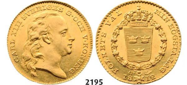 Lot: 2195. Sweden, Karl XIII, 1809-1818, Dukat 1812-O/L, Stockholm, GOLD