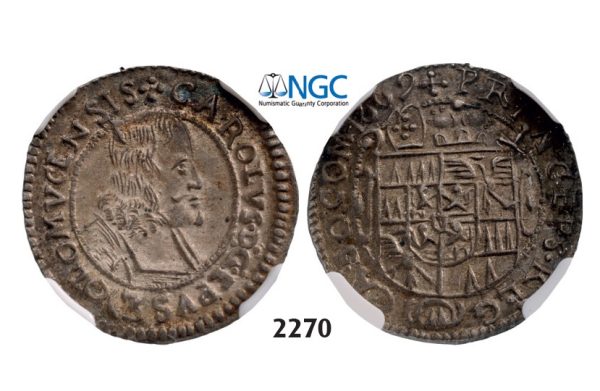 Lot: 2270. Austria, Olmutz, Karl II von LiechtensteinCastelcorn, 1664-1695, 3 Kreuzer 1669, Silver, NGC MS63