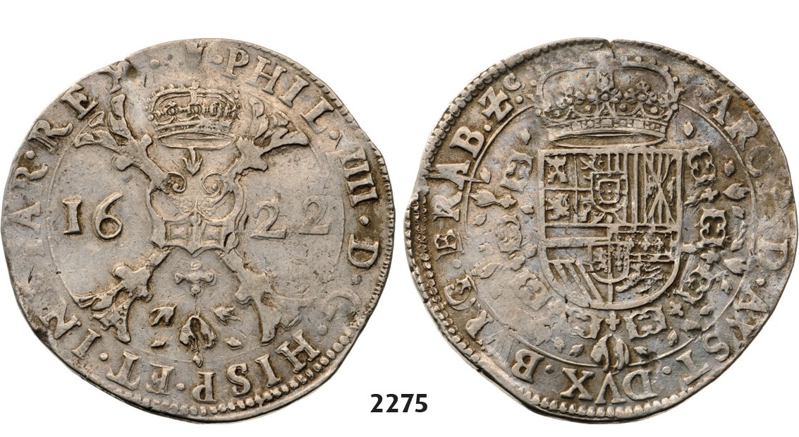Lot: 2275. Belgium, Brabant, Philip IV. Of Spain, 1621-1665, Patagon 1622, Antwerp, Silver