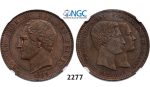 Lot: 2277. Belgium, Kingdom, Leopold I, 1831-1865, 10 Centimes 1853, Copper. Royal wedding, NGC MS61BN