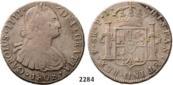 Lot: 2284. Bolivia, Spanish colony, Charles IV, 1788-1808, 8 Reales 1808-PTS/PJ, Potosi, Silver