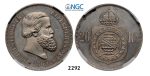 Lot: 2292. Brazil, Pedro II, 1831-1889, Pattern 20 Reis 1869, Paris, Nickel, NGC MS64