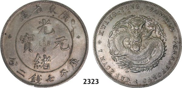 Lot: 2323. China, Kwangtung Province, 7 Mace 2 Candareens (Dollar) No Date (1890-1908) Canton, Silver, PCGS AU Det. Chop Mark