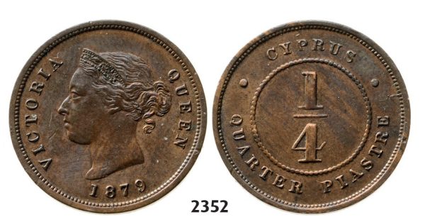 Lot: 2352. Cyprus, Victoria, 1837-1901, ¼ Piastre 1879, London, Copper