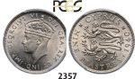 Lot: 2357. Cyprus, George VI, 1936-1952, 9 Piastres 1940, London, Silver, PCGS MS62
