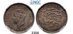 Lot: 2358. Cyprus, George VI, 1936-1952, 4.5 Piastres 1938, London, Silver, NGC AU58